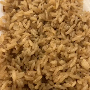 a close up of a plate of rice
