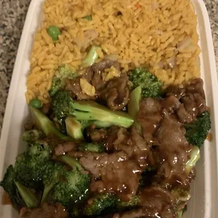 Beef and Broccoli with Fried Rice