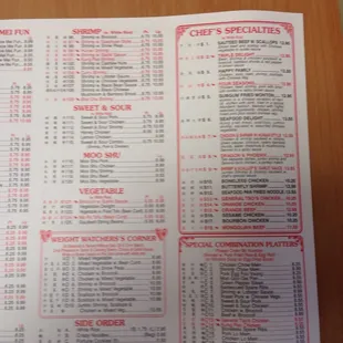 a menu for a restaurant