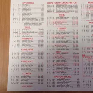 a menu for a restaurant