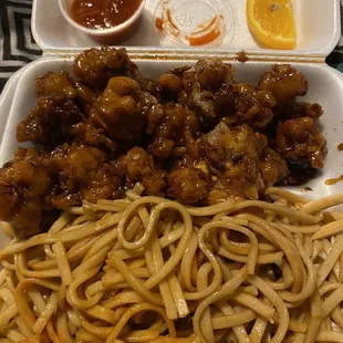 Orange chicken with lo mein