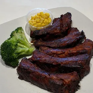 This is our new take on Chinese BBQ pork! Bone-in with sweet butter corn on the side.