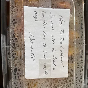 The note