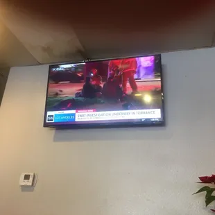Mounted television.