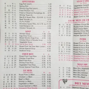 Left side of to-go menu
