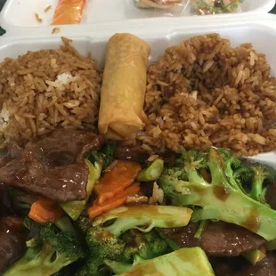 Beef broccoli and a can of Coke Zero $8.56