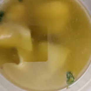 Undercooked wontons in cheap bullion