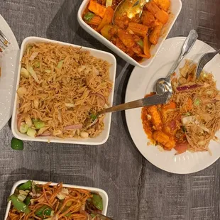 Hakka Noodles Chinese Fried Rice Sezchuan Paneer