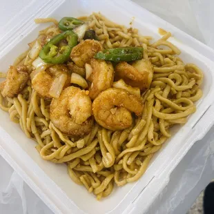 Cajun shrimp with garlic noodle