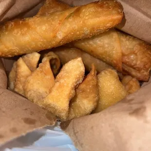 a basket of fried bread sticks
