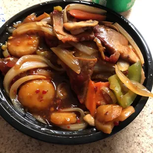 Szechuan Pork (mild) yummm. They make it how ever got you want it to be.
