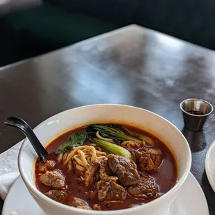 a bowl of soup on a table