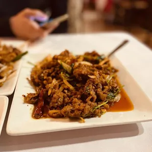 two plates of food on a table