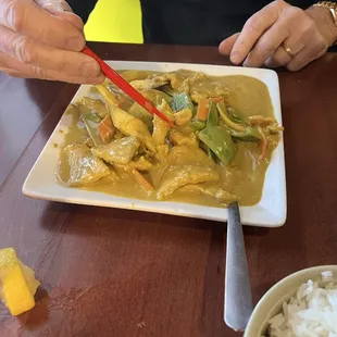 I don't know some sort of chicken curry thing it was OK