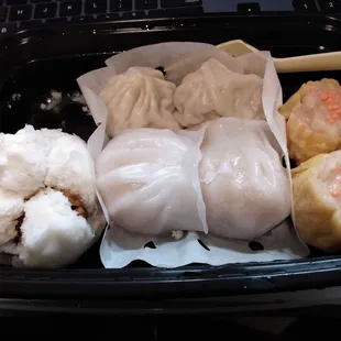 Dim Sum Sampler, 2 each of BBQ pork buns, shrimp dumplings, pork dumplings and Shanghai dumplings..all super delicious