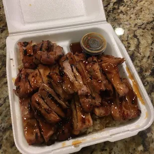 Large chicken teriyaki with brown rice - to go.