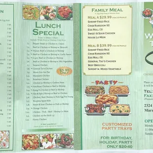 a menu for a restaurant