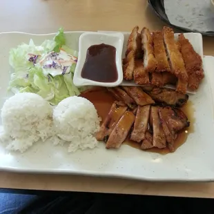 The lunch special teriyaki chicken and katsu. 7.50