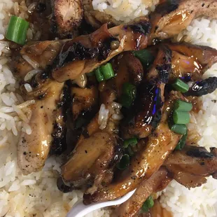 Freshly cooked chicken teriyaki! Love the flavor. Downside: 12$ for this.