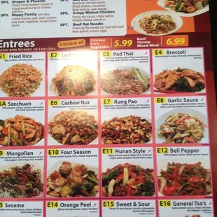 Basic mall Chinese food menu