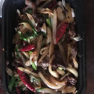 Mongolian beef - too many onions and hardly any beef