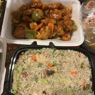 Small General Tao Chicken, Yang Chow Fried Rice