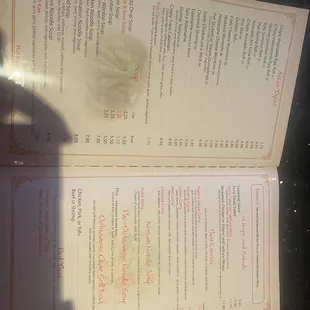 a menu for a restaurant