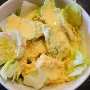 Salad with ginger dressing