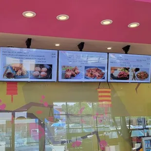 menus on the wall of a restaurant