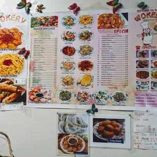 Menu on the wall