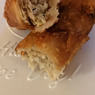 Egg rolls. Tastes like they were frozen