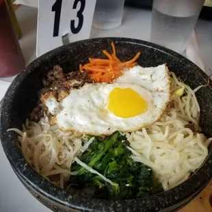 sizzling stone bowl bi bim bap