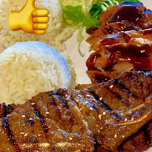 Combo Special of Kalbi Short Ribs &amp; teriyaki chicken