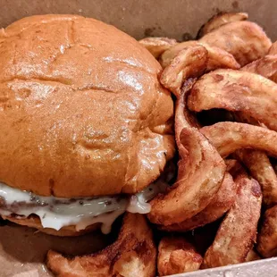 Backyard Burger - Grilled 1⁄2 lb CAB Patty, Romaine, Pickles, Tomato, Onion, Brioche Bun