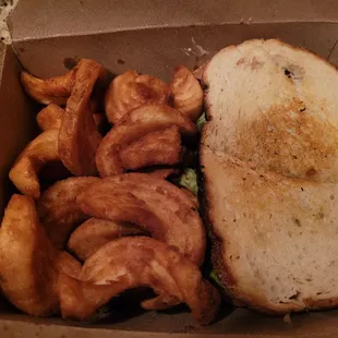 The BLT with slab bacon and these crazy good fries
