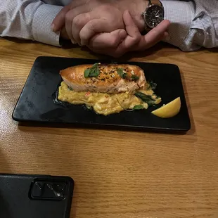 Salmon and lobster risotto