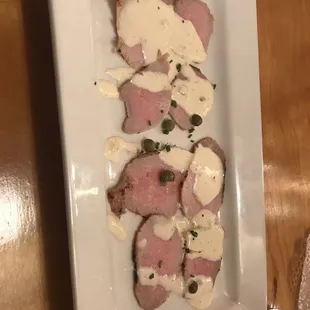 Veal Carpaccio with Tuna sauce