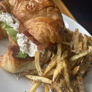 Chicken salad sandwich and fries