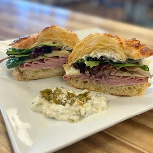 Ham and cheese on a croissant