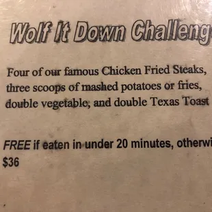Wolf It Down Challenge