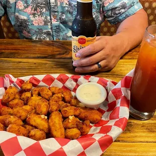 Cheese curds &amp; Bloody Mary