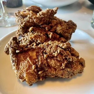 One of three pieces of fried chicken