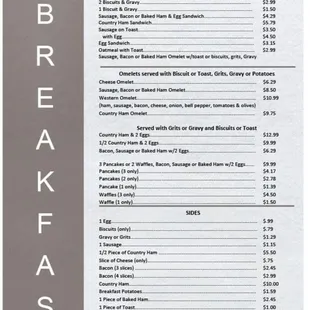 Current breakfast menu.