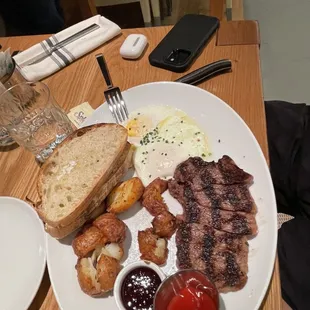 Steak and eggs
