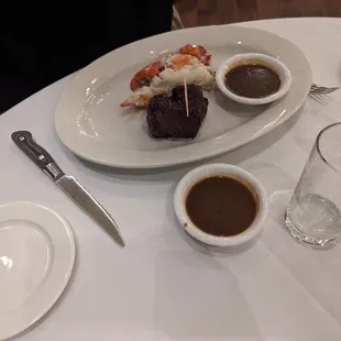 Filet M with sharing the jumbo lobster.  Ask for butter.