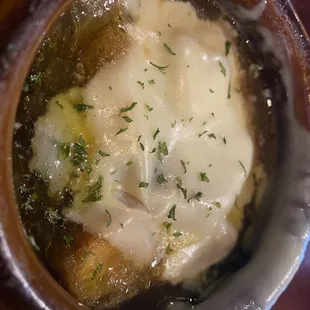 French onion soup was perfect.