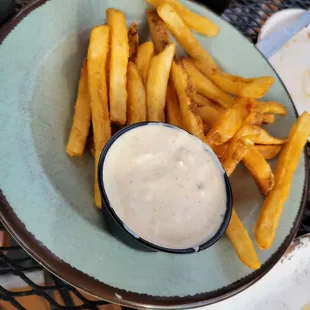 Fresh fries and Nylas blue cheese