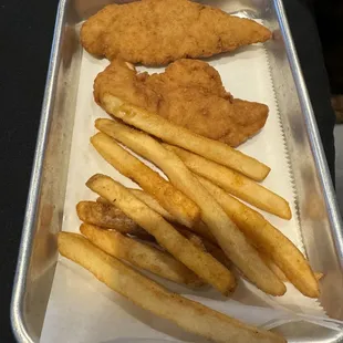 Kids chicken tenders and fries