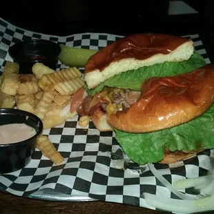 I love the burger,they are all double with cheese and fresh fixings ,very hot ,pair off with a nice craft beer !