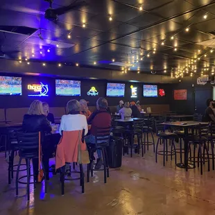 a group of people sitting at a bar